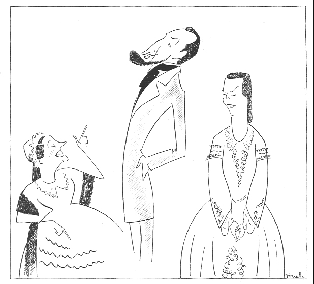 a caricature by Frueh, picturing Patricia Collinge, Basil